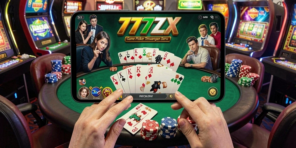 Tampilan gameplay poker yang mendebarkan di 777ZX.