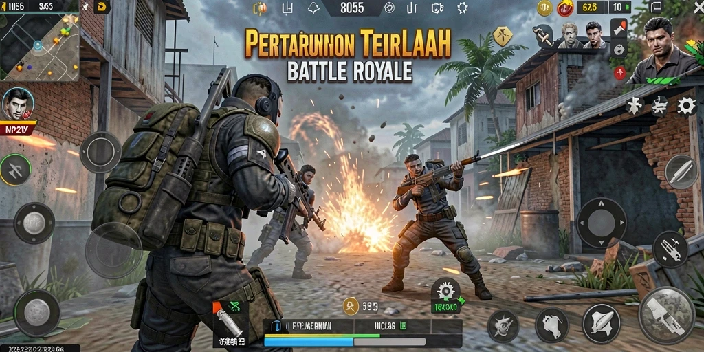 Gameplay menegangkan di dunia Battle Royale 8055.