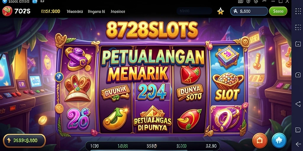 Tampilan gameplay 8728SLOTS dengan misi petualangan yang mendebarkan.
