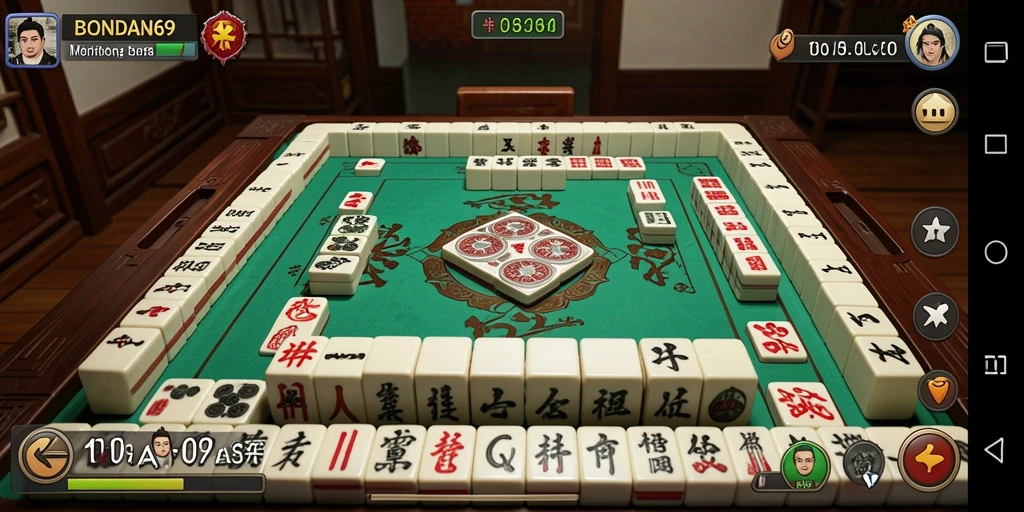Tampilan gameplay BONDAN69 yang menarik dengan berbagai ubin Mahjong.
