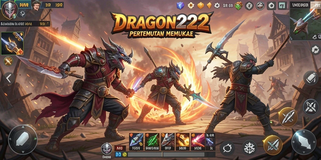 Menggambarkan aksi pertempuran intens dalam gameplay Battle Royale DRAGON222.