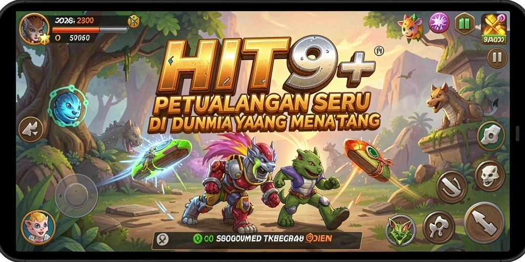 Screenshot menunjukkan pemain menjelajahi dunia misterius dalam HIT9.