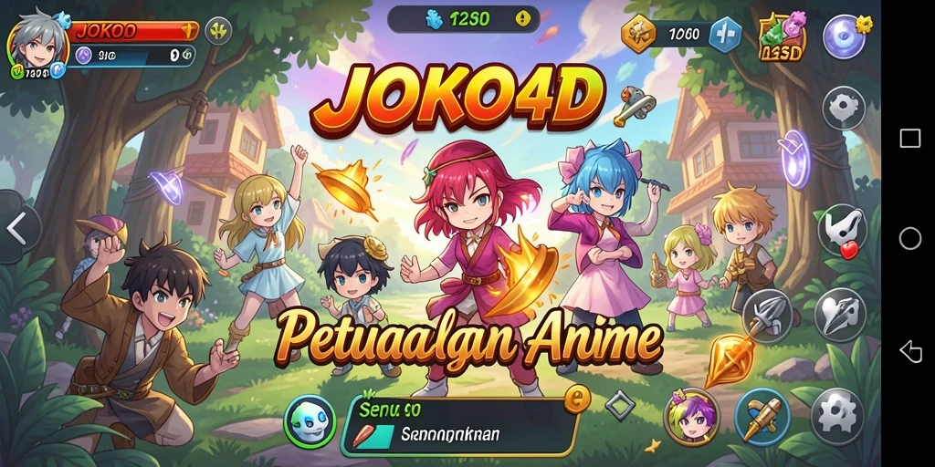 Tampilan seru gameplay JOKO4D dengan karakter anime favorit.