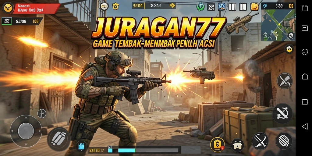 Tampilan aksi intens dalam gameplay JURAGAN77 yang memukau.