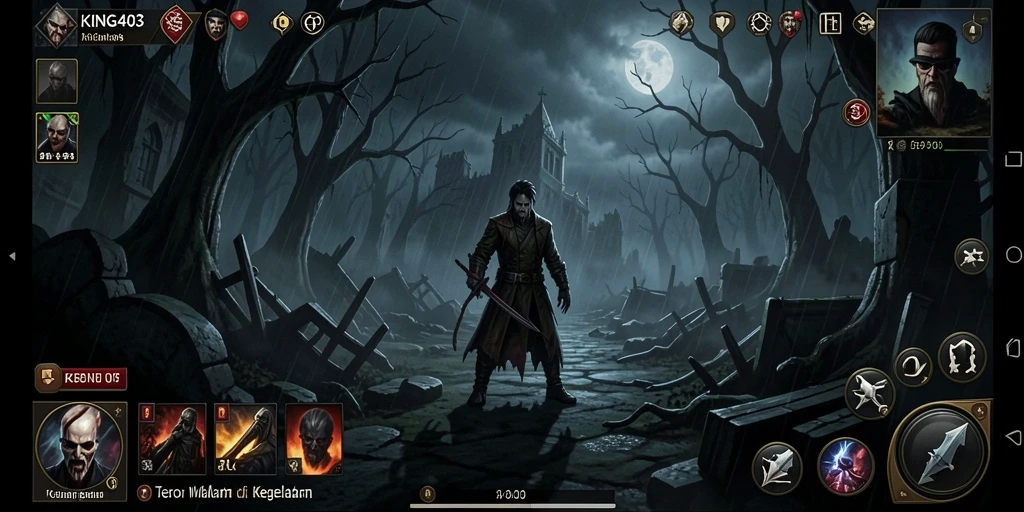 Tampilan gameplay menegangkan di dunia kelam KING403.