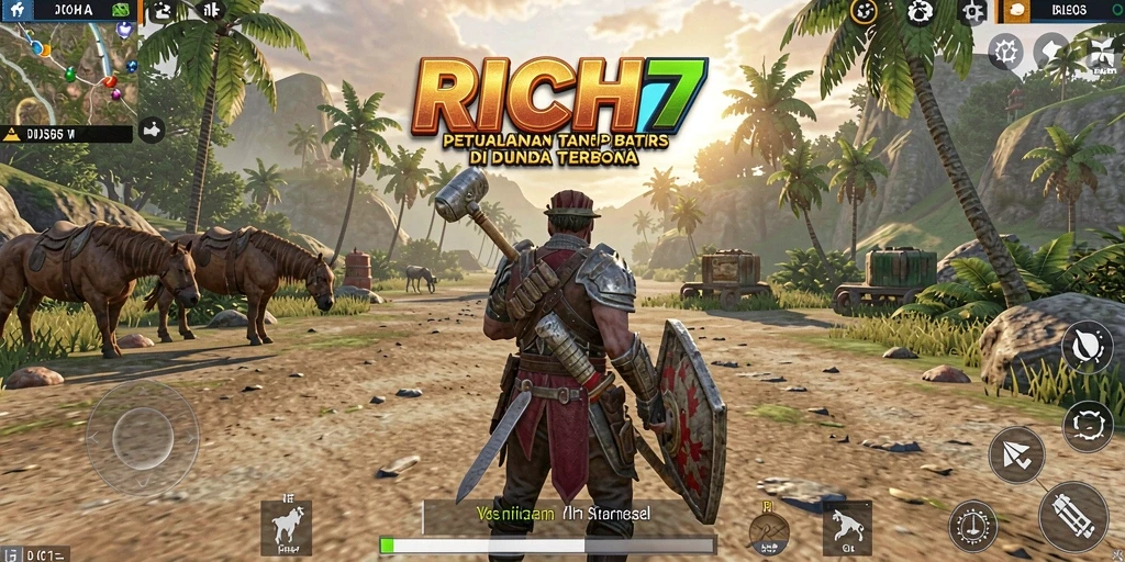 Screenshot RICH7 menampilkan petualangan seru di dunia terbuka.