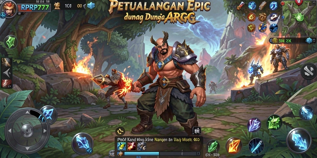 Screenshot RPRP777 menampilkan pertarungan epik di dunia ARPG.