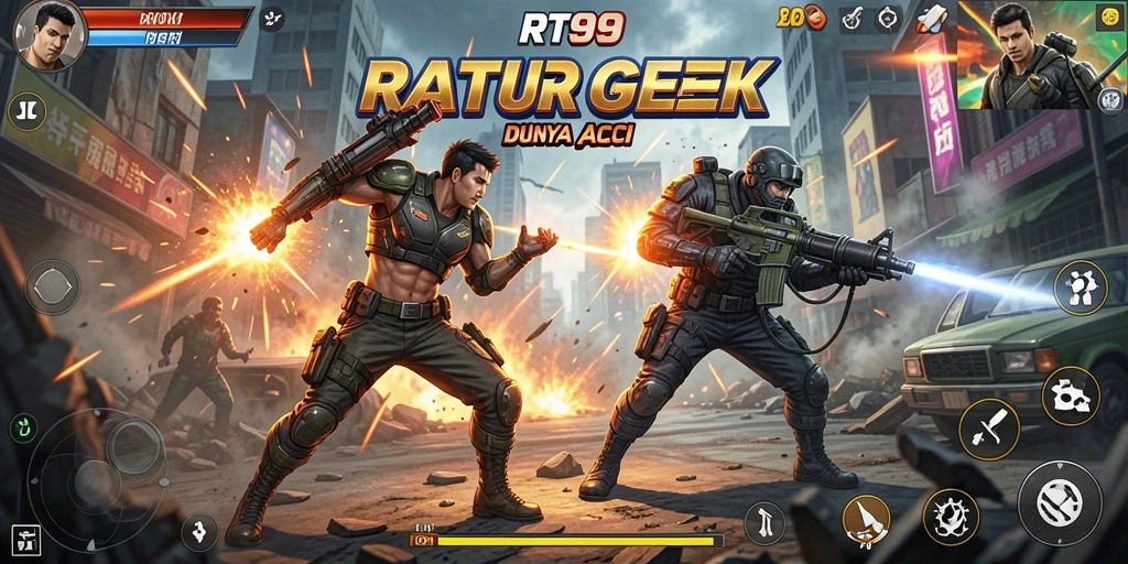 Tangkapan layar gameplay RT99 menampilkan pertarungan action yang mendebarkan.