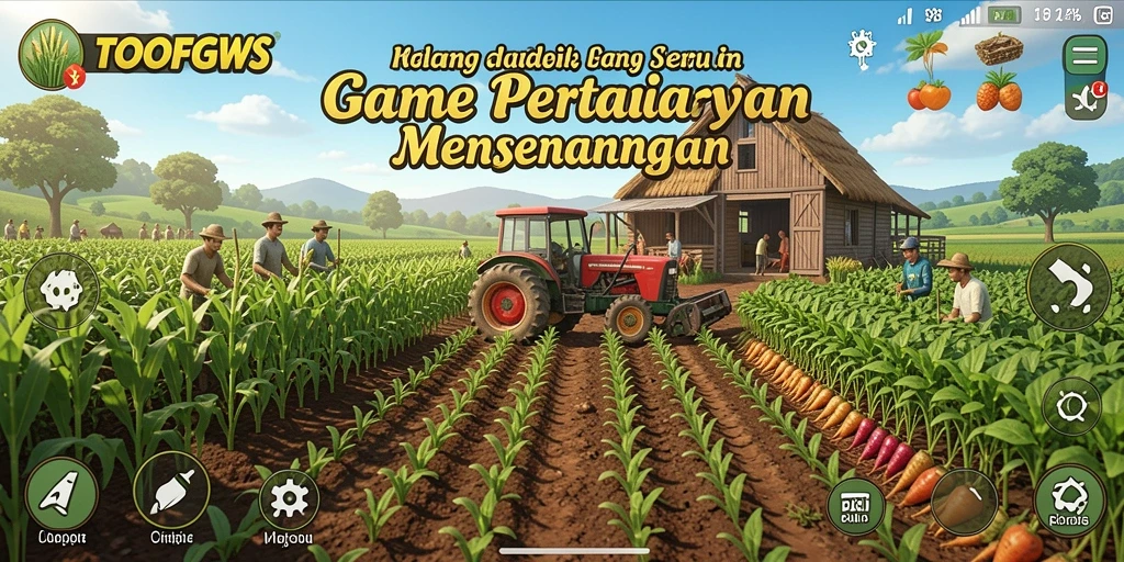 Tampilan menarik gameplay TOOPGWS dalam bertani dan merawat hewan.